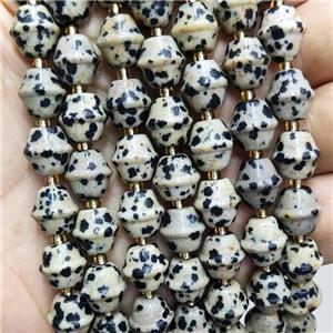 Natural Black Dalmatian Jasper Bicone Beads, approx 10-11mm