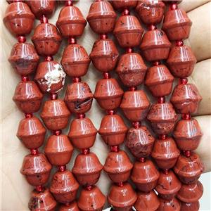 Natural Red Jasper Bicone Beads, approx 10-11mm