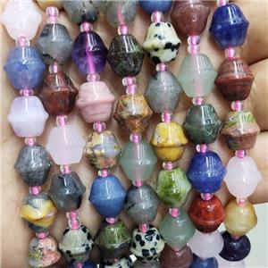 Mix Gemstone Bicone Beads, approx 10-11mm