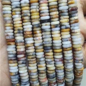 Natural Yellow Crazy Lace Agate Beads Heishi Matte, approx 6mm