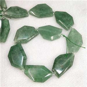 Natural Green Strawberry Quartz Slice Beads, approx 20-38mm