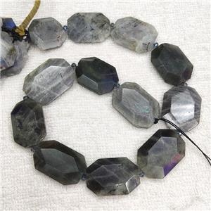 Natural Labradorite Beads Faceted Rectangle, approx 20-30mm
