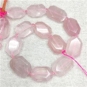 Natural Pink Rose Quartz Beads Faceted Rectangle, approx 20-30mm