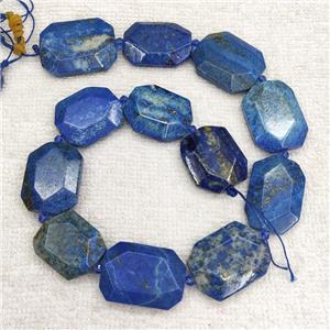 Natural Blue Lapis Lazuli Slice Beads Faceted Rectangle, approx 20-30mm
