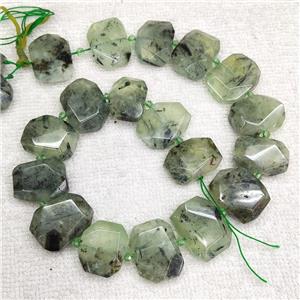 Natural Green Prehnite Beads Faceted Rectangle, approx 20-25mm