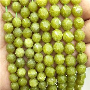 Lemon Jade Beads Cut Round Olive, approx 9-10mm