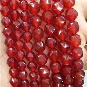 Natural Agate Beads Red Dye Cut Round, approx 9-10mm