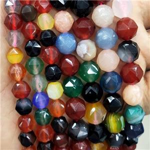 Natural Agate Beads Mixed Color Dye Cut Round, approx 7-8mm
