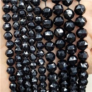 Natural Black Tourmaline Beads Cut Round B-Grade, approx 5-6mm