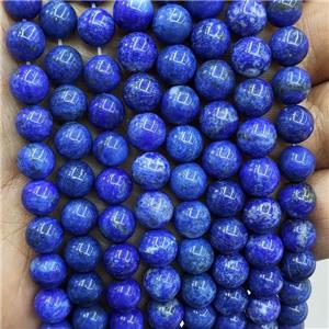 Natural Lapis Lazuli Beads Smooth Round Blue Treated, approx 6mm dia