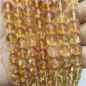 Natural Citrine Beads Yellow Smooth Round A-Grade, approx 10mm dia