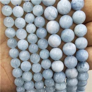 Natural Aquamarine Beads Blue Smooth Round, approx 10mm dia