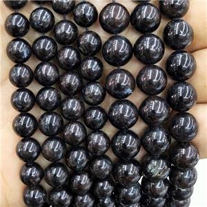 Natural Hornblende Beads Smooth Round Black, approx 8mm dia