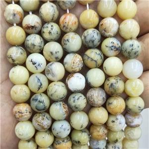 Natural Yellow Moss Opal Beads Smooth Round, approx 6mm dia