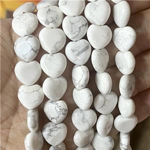 White Howlite Turquoise Heart Beads, approx 8mm