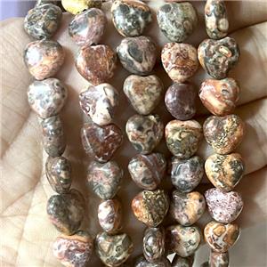 LeopardSkin Jasper Beads Heart, approx 10mm