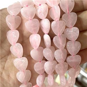 Pink Rose Quartz Heart Beads, approx 12mm
