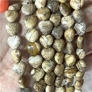 Picture Jasper Heart Beads, approx 10mm