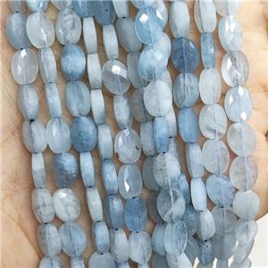 Natural Blue Aquamarine Beads Faceted Oval, approx 6x8mm