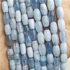 Natural Blue Aquamarine Barrel Beads, approx 5x9mm