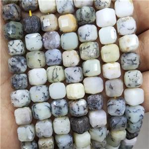 Natural Moss Opal Beads Faceted Cube, approx 8-10mm