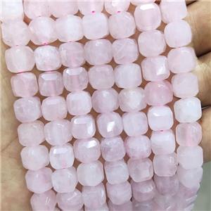Natural Pink Rose Quartz Beads Faceted Cube, approx 8-10mm