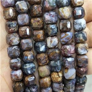 Natural Pietersite Jasper Beads Faceted Cube, approx 8-10mm