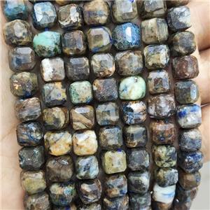 Natural Azurite Beads Faceted Cube B-Grade, approx 8-10mm