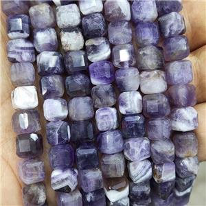 Natural Dogtooth Amethyst Beads Purple Faceted Cube, approx 8-10mm