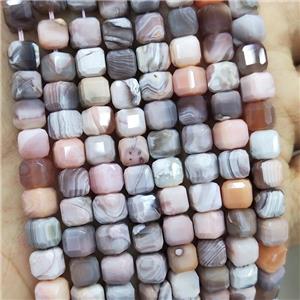 Natural Pink Botswana Agate Beads Faceted Cube, approx 6-7mm
