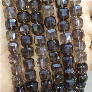 Smoky Quartz Beads Faceted Cube, approx 8-10mm