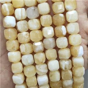 Natural Honey Jade Beads Yellow Faceted Cube, approx 8-10mm