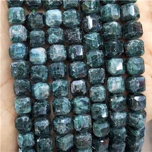Natural Green Apatite Beads Faceted Cube, approx 8-10mm