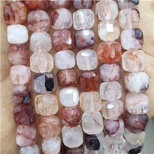 Natural Hematoid Quartz Beads Red Faceted Cube, approx 8-10mm
