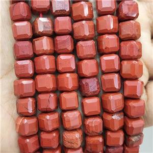 Natural Red Jasper Beads Faceted Cube, approx 8-10mm
