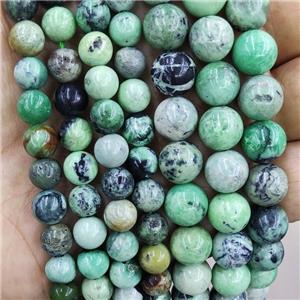 Natural Variscite Beads Green Smooth Round B-Grade, approx 10mm dia