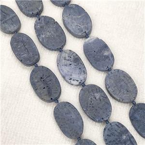 Blue Coral Fossil Oval Beads, approx 15-26mm