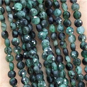 Natural Green Emerald Beads Faceted Cion B-Grade, approx 4mm