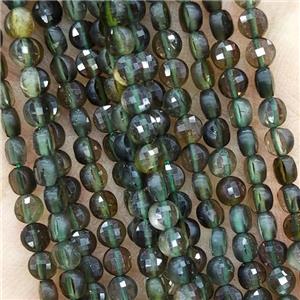 Natural Green Tourmaline Beads Faceted Circle, approx 4mm