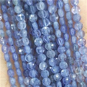 Natural Tanzanite Beads Blue Faceted Circle AAA-Grade, approx 4mm