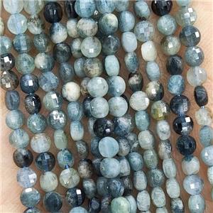 Natural Blue Tourmaline Beads Faceted Coin B-Grade, approx 4mm