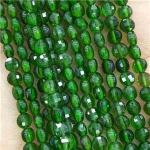 Natural Green Diopside Beads Faceted Circle AAA-Grade, approx 4mm