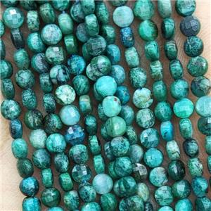 Natural Chrysocolla Beads Green Faceted Circle, approx 4mm