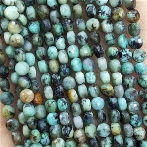 Natural African Turquoise Beads Green Faceted Circle, approx 4mm