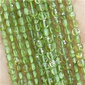 Natural Peridot Beads Green Faceted Coin, approx 4mm