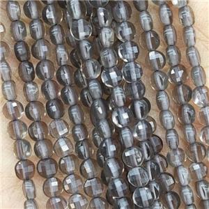 Natural Smoky Quartz Beads Faceted Circle, approx 4mm