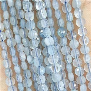Natural Blue Aquamarine Beads Faceted Circle, approx 4mm