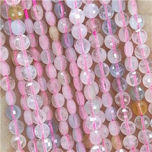 Natural Pink Morganite Beads Faceted Circle, approx 4mm