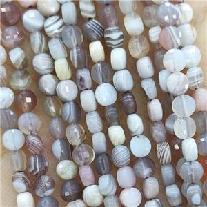 Natural Botswana Agate Beads Faceted Circle, approx 4mm
