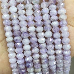 Natural Purple Chalcedony Beads Faceted Rondelle Electroplated, approx 8mm